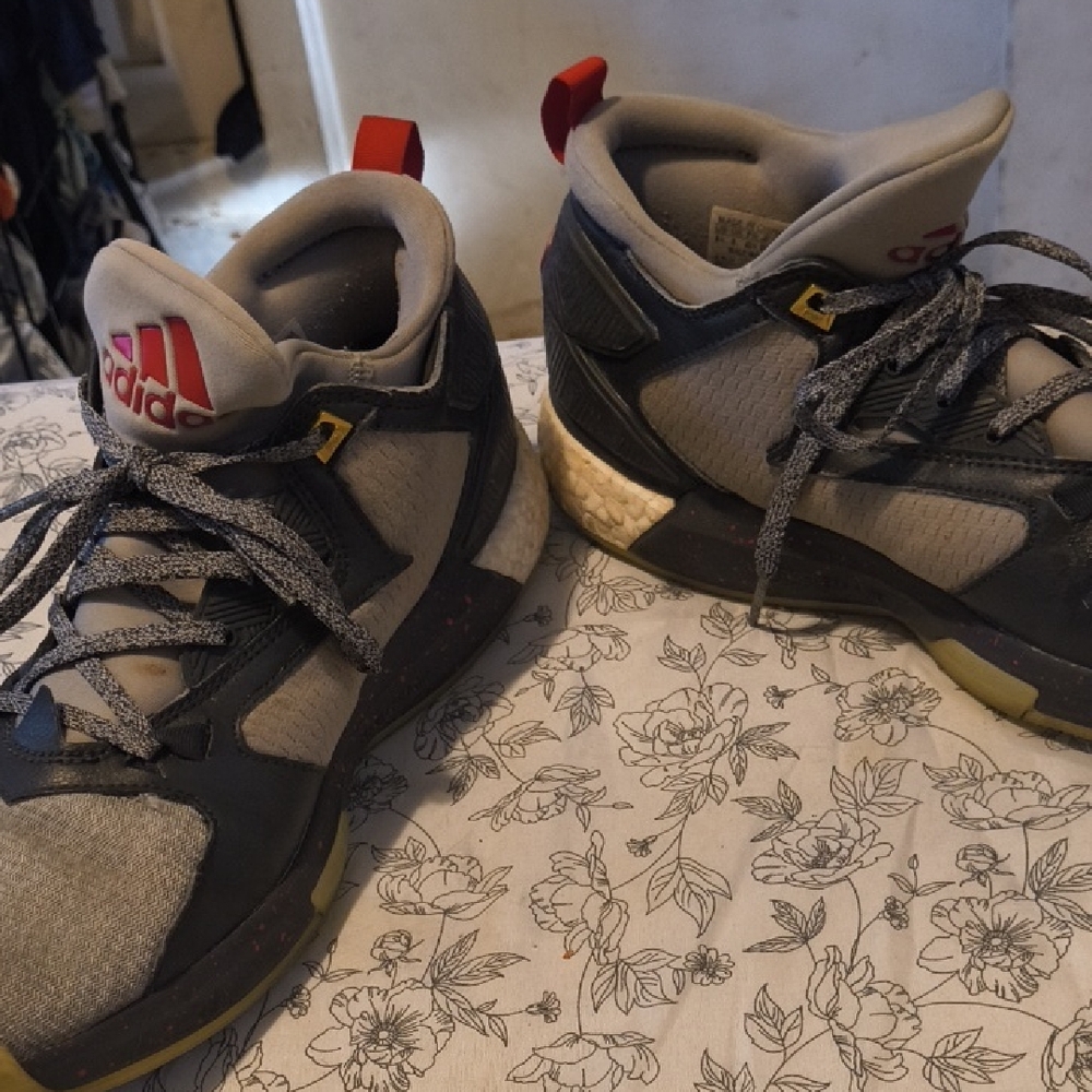 Adidas Men's Gray and Red Athletic Shoes